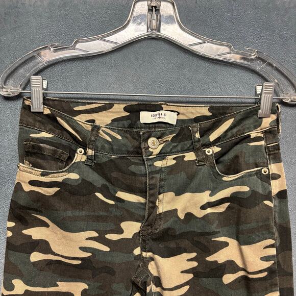 Forever 21 Army Camo Pants Skinny Jeans Juniors 25 Stretchy Distressed Grunge - Picture 11 of 12